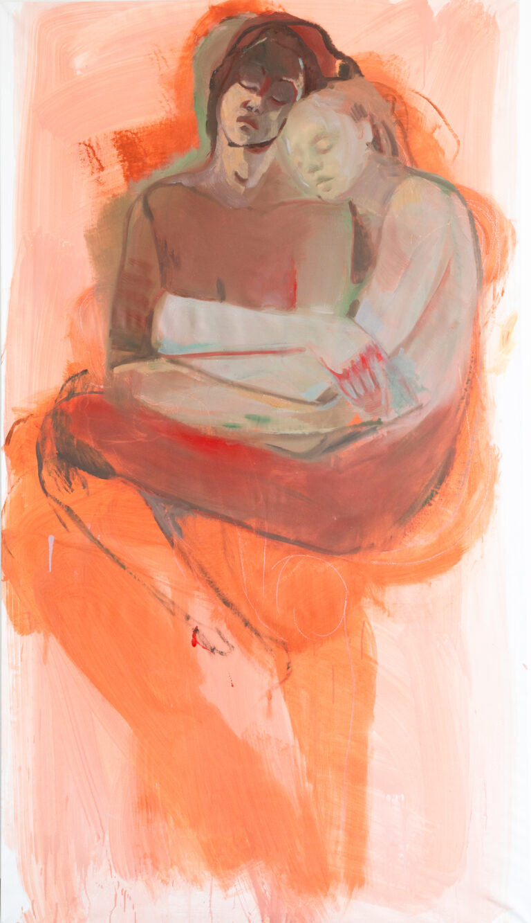 Hug, 105x 185 cm, pigmenti a olio su tela, 2024